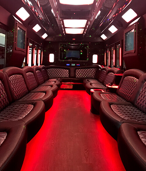 party/limo bus interior Detroit MI