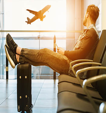 person waiting for their flight