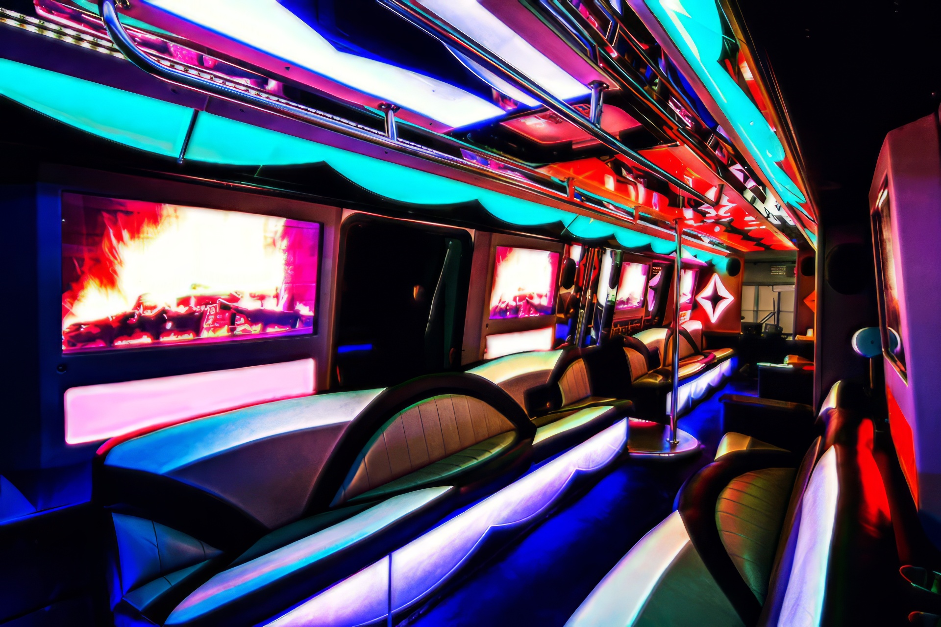 Luxury limo bus interiors