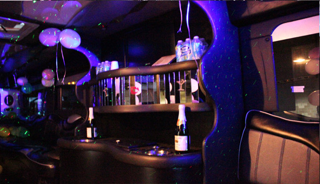wet bar areas on party bus